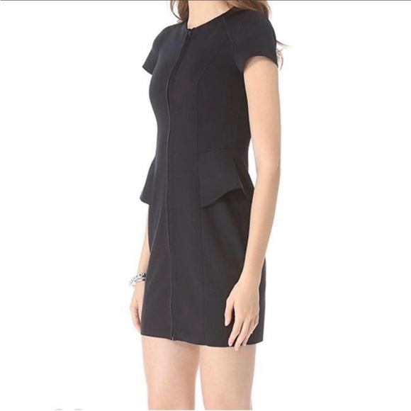 THEORY Tenna Black Neoprene zip Front Dress Size 4 - Picture 3 of 14